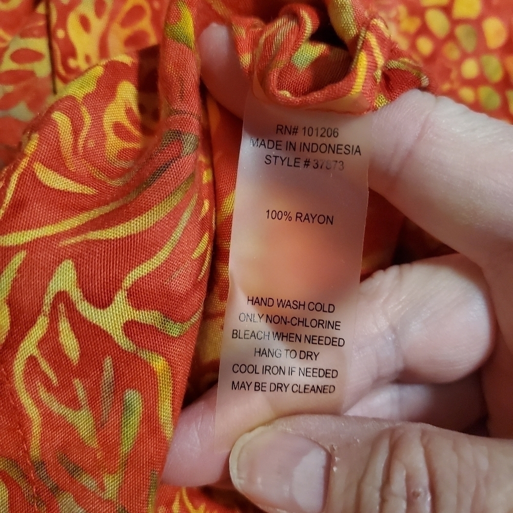 Soft Surroundings Orange Batik Hoodie 100% Rayon Tunic Size PL, colorful, comfy - Picture 11 of 11